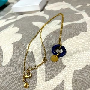 J Crew long blue pendant enamel necklace